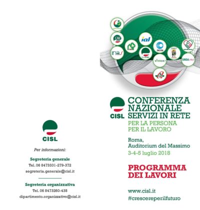 Conferenza Nazionale Servizi Cisl: da domani 3 a giovedì 5 all’Auditorium Massimo di Roma con Furlan, Di Maio e Boeri