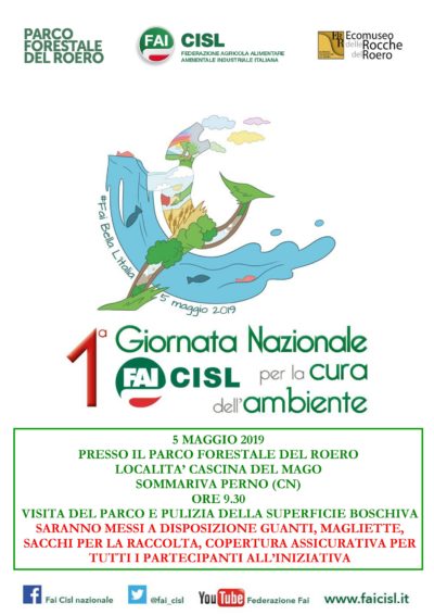 Fai bella l’Italia: il 5 maggio la giornata Fai Cisl per la cura dell’ambiente – In Piemonte al Parco forestale del Roero di Sommariva Perno (Cn)