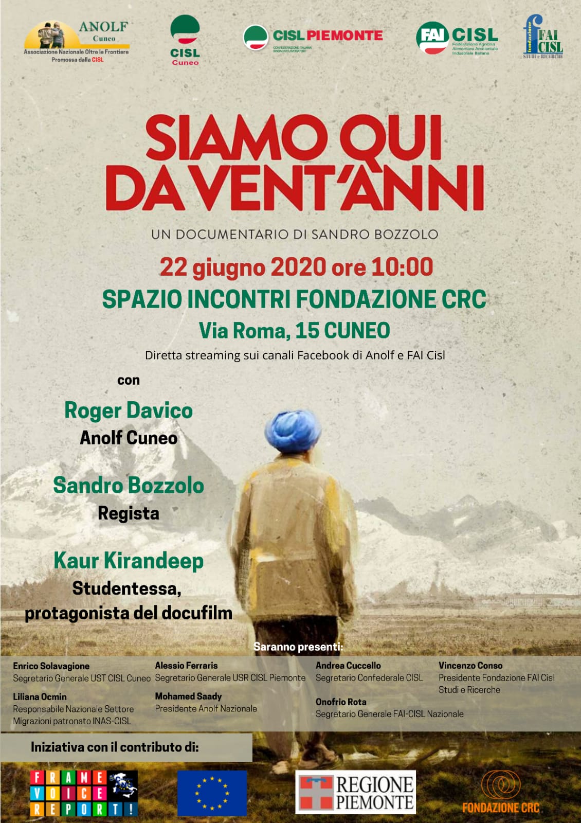 Locandina evento su immigrazione a Cuneo