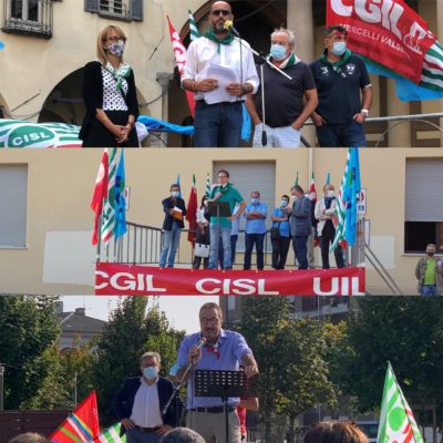 Novara, Alessandria, Cuneo: le piazze piemontesi della mobilitazione #Ripartiredallavoro di Cgil Cisl Uil