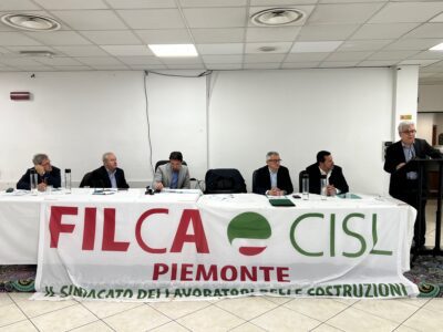 Consiglio generale Filca Cisl Piemonte con i segretari Campana, Pelle e Ferraris