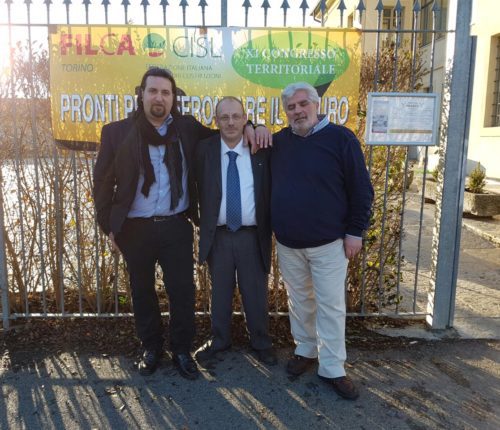 La nuova segreteria Filca (da sinistra: Mario De Lellis, Gerri Castelli - segretario generale - e Angelo Pellettieri) primo piano