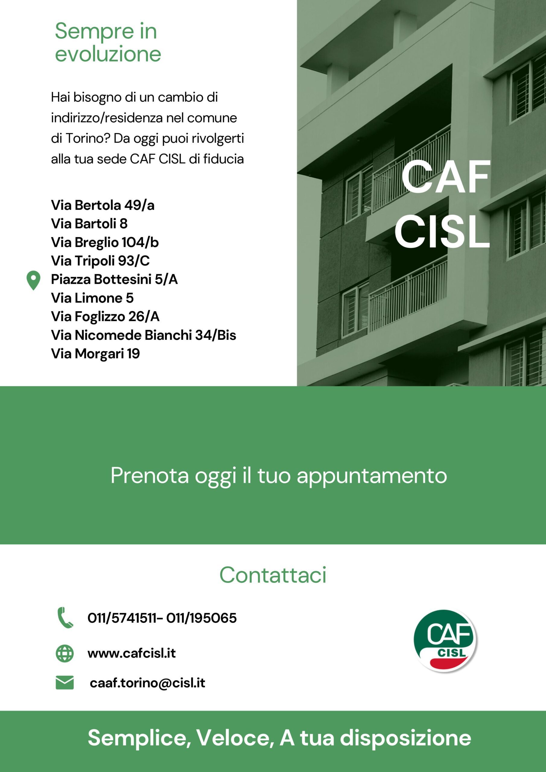 Volantino Caf sui cambi di residenza nel comune di Torino