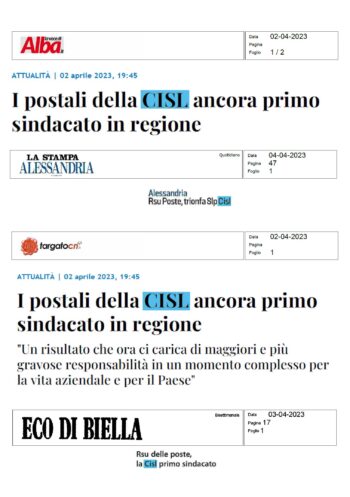 Elezioni Rsu Poste Italiane: SLP Cisl primo sindacato in regione con oltre 50% dei consensi